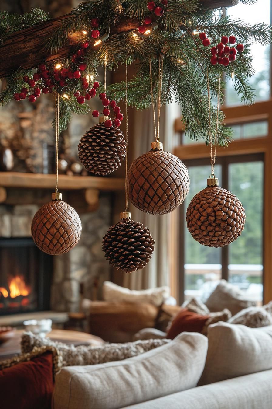 21 Cozy Mountain Lodge Christmas Decor Ideas 5 1. Woodland Christmas Tree Decor Essentials-2