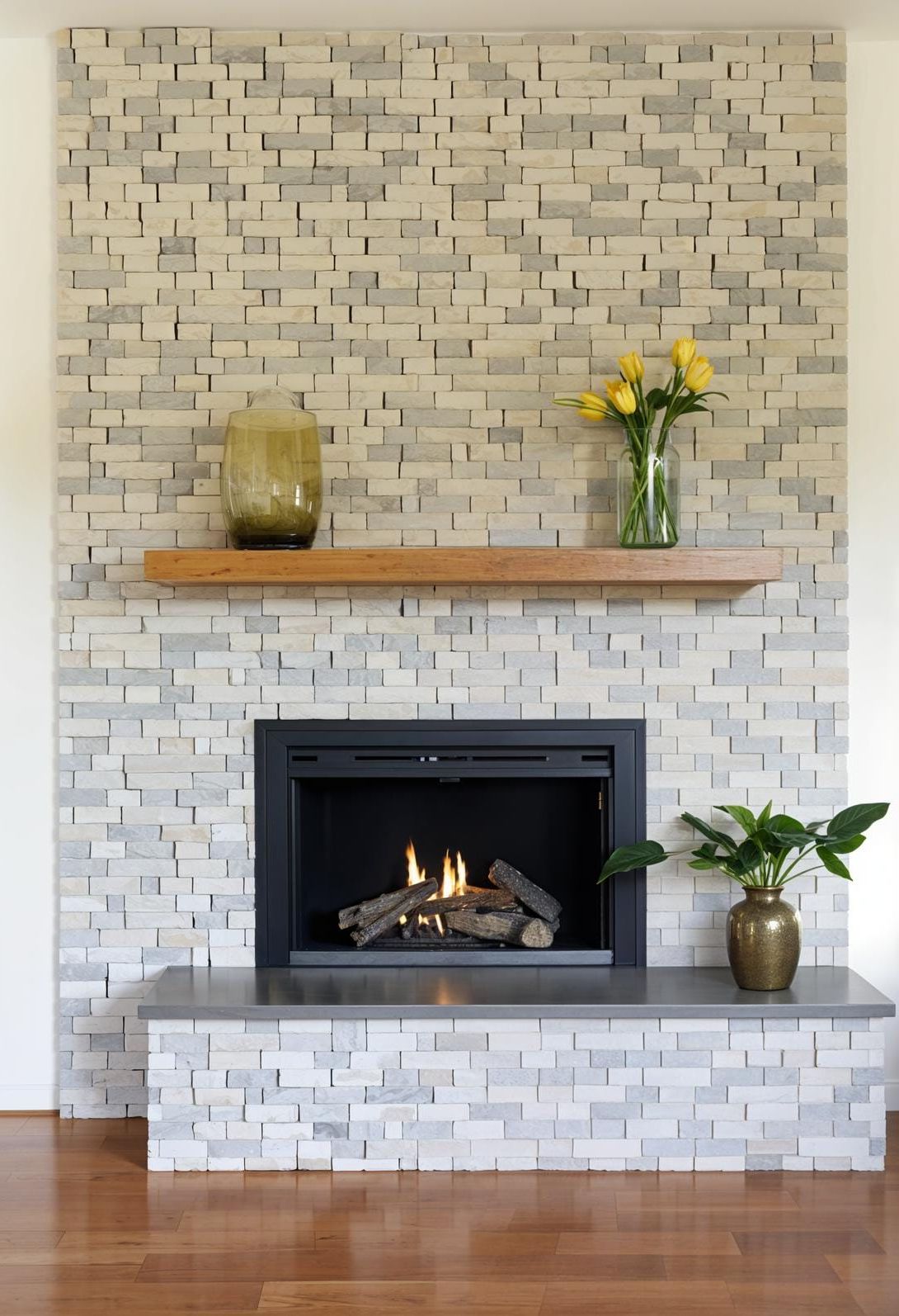 20. Contemporary gas insert within original mid-century stone surround-2