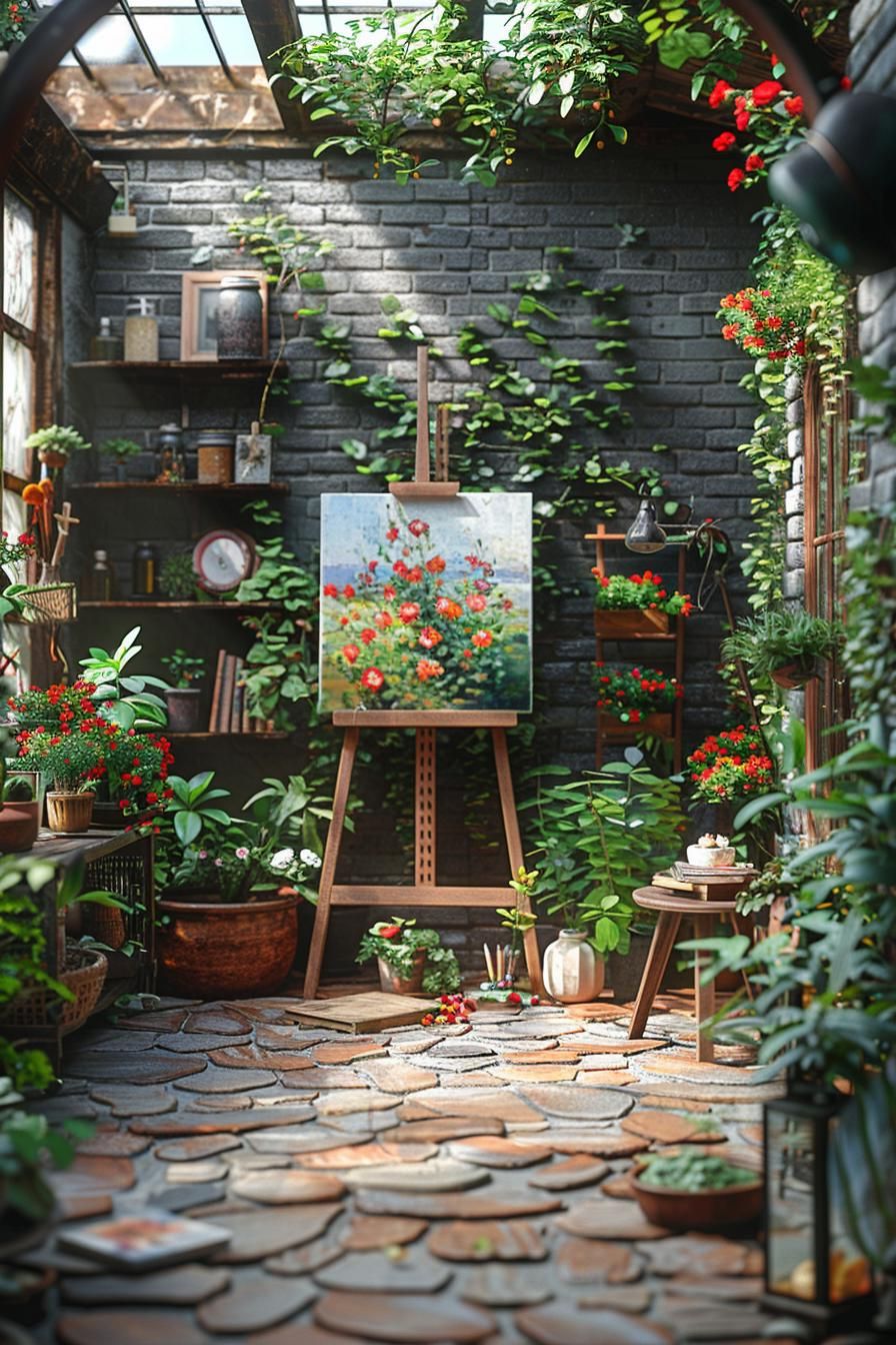 21 Small Flagstone Patio Ideas You’ll Love 35 12. Creative Artistic Patio Retreat-0