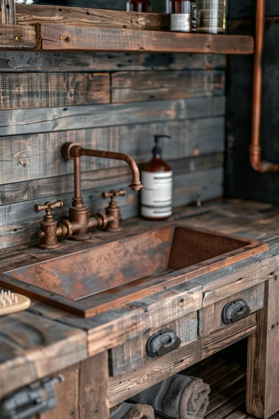 8. Industrial Metal Wood Vanity Inspiration-0