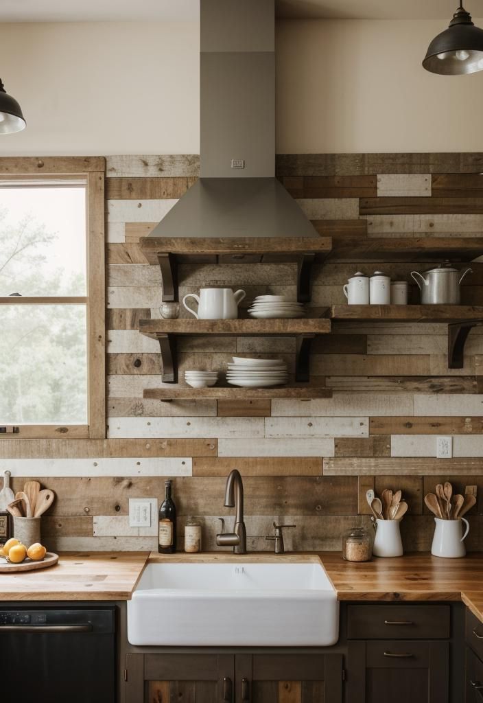 35 Stunning Kitchen Backsplash Ideas: Creative and Eye-Catching Designs 41 28. Rustic Wood Backsplash Design-0