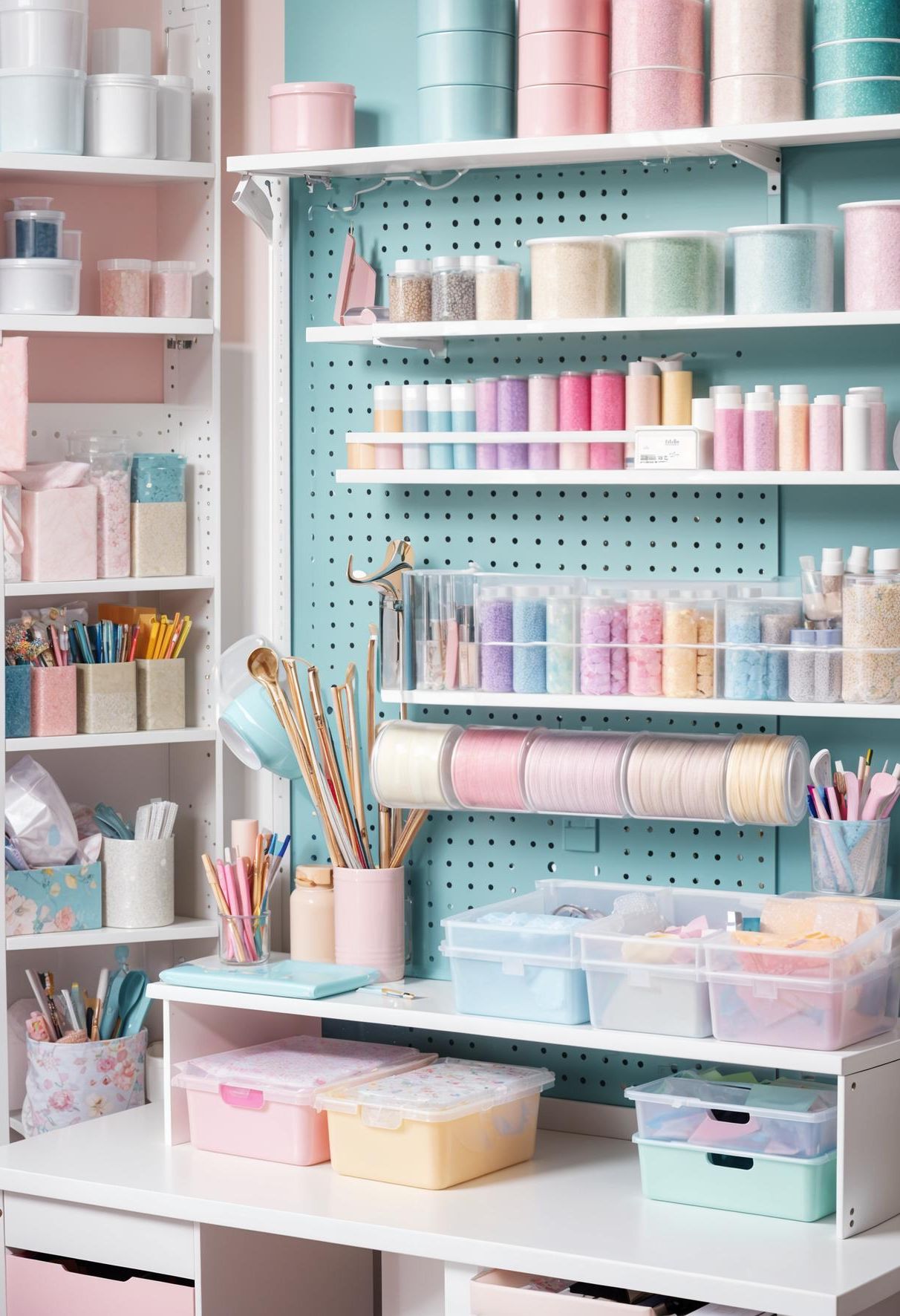 48. Pastel Craft Room Organization Ideas-0
