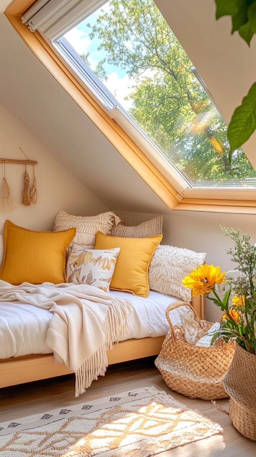 15 Genius Small Attic Bedroom Ideas To Maximize Space 18 6. Skylight Couch Nook: Position a small couch or chair under a skylight for natural light illumination-0