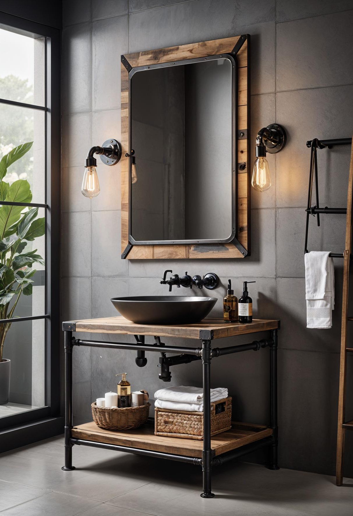 8. Industrial Metal Wood Vanity Inspiration-1