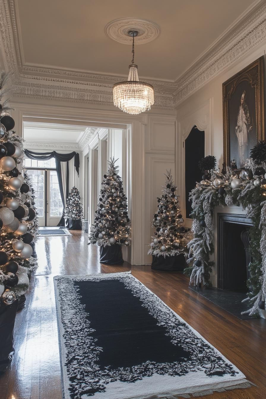 19 Elegant Black and White Christmas Decor Ideas 49 21. Monochrome Christmas Garlands: Elegant Decor-2