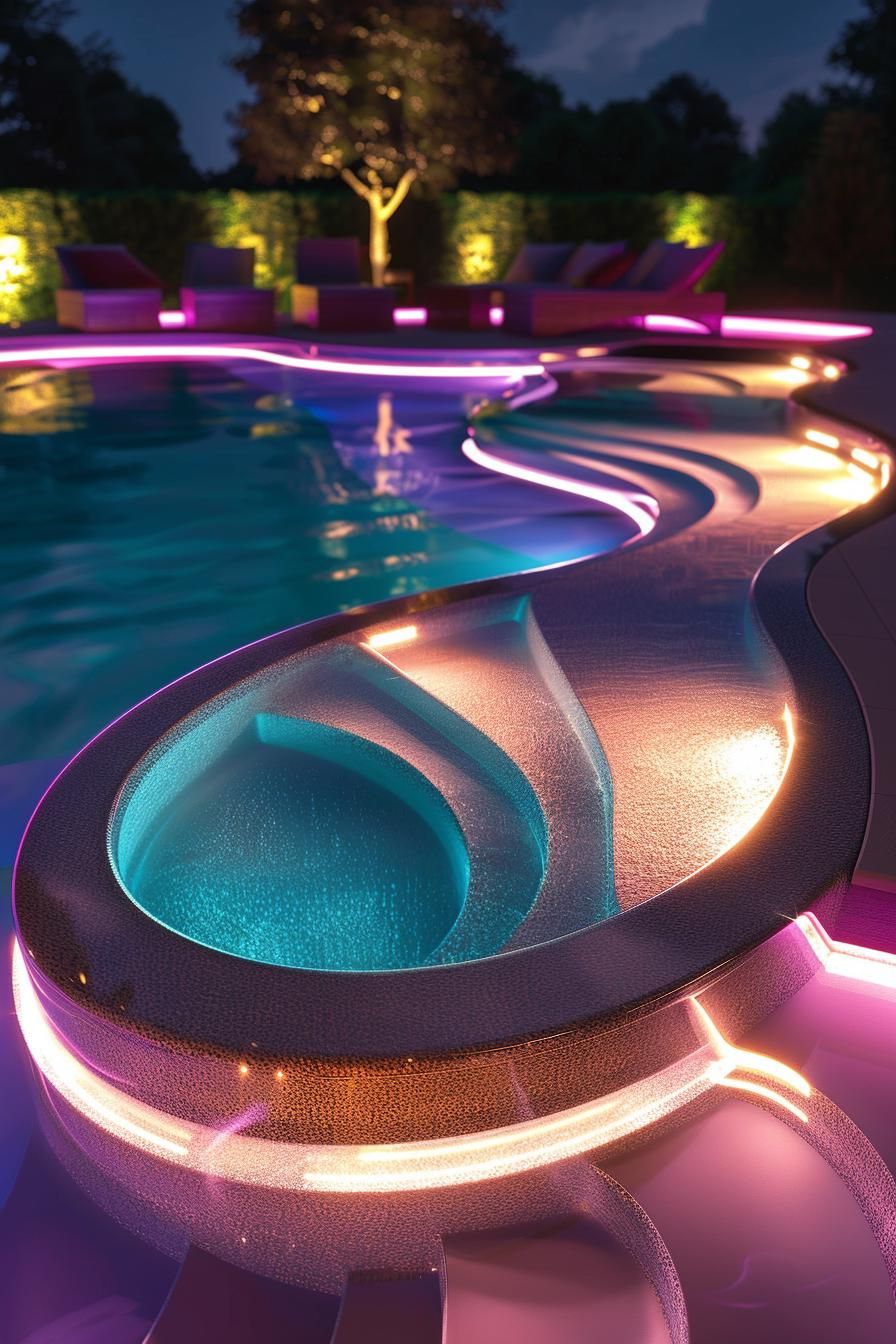 15 Modern Pool Designs Transforming Your Backyard 19 7. Innovative LED Abstract Poolyards-0
