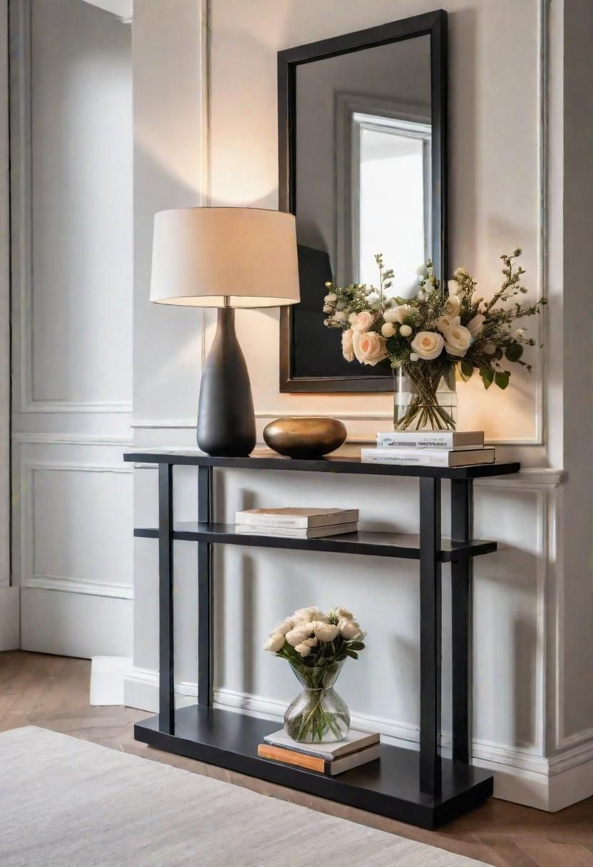 39 Chic Small Entrance Hall Ideas: Creative Solutions for Welcoming Spaces 5 3. Chic Console Table Styling Ideas-0