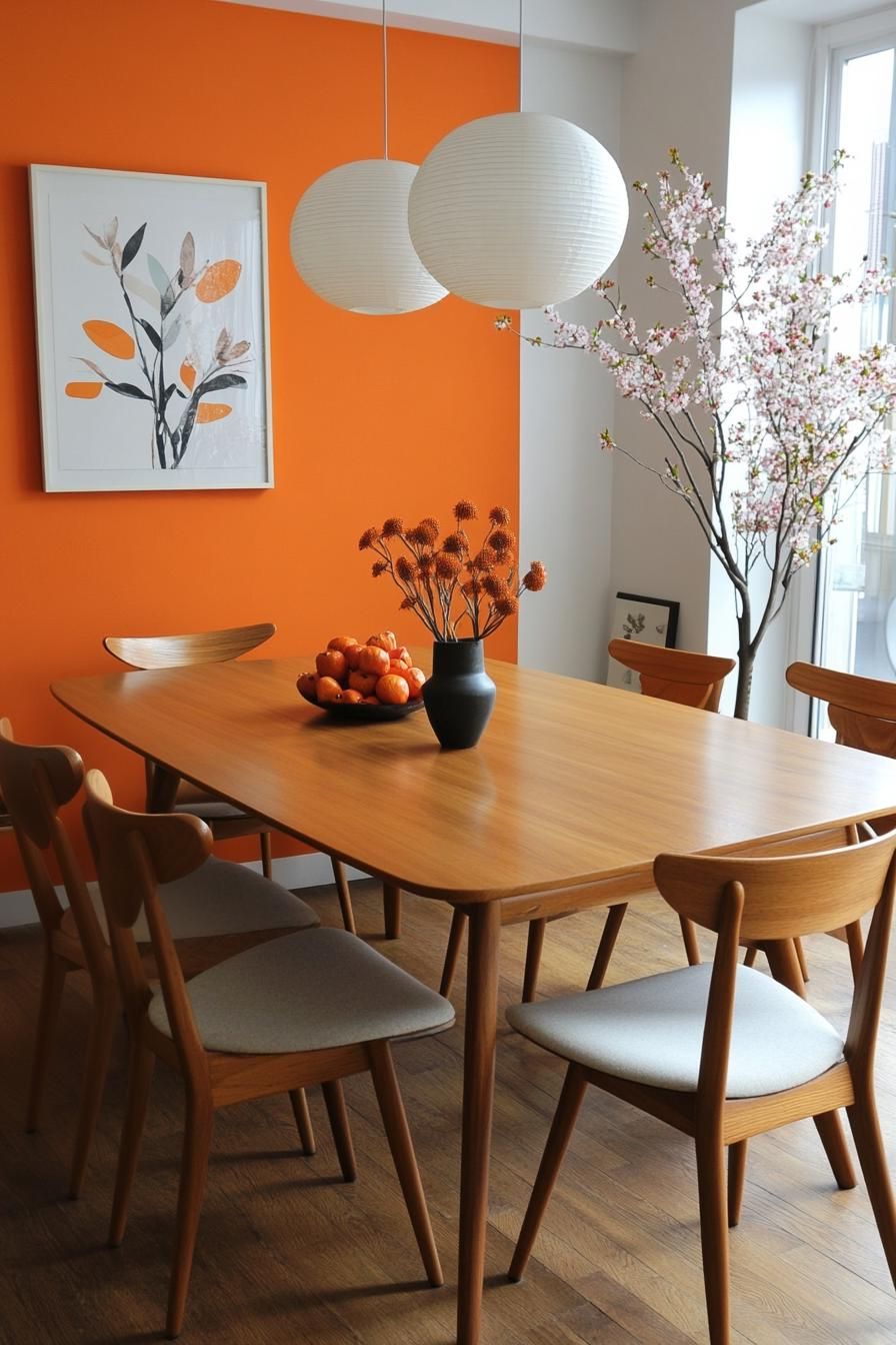 23 Stunning Mid-Century Modern Dining Tables You’ll Adore 19 7. Vibrant Walls, Wood Tones-2