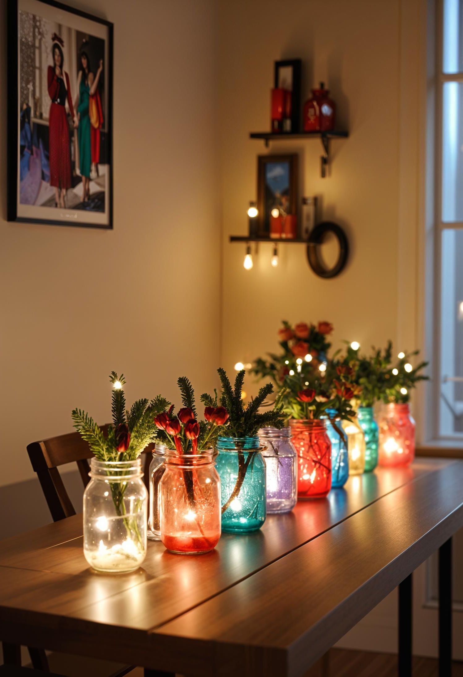 16. Colorful Ornaments in Mason Jars-1