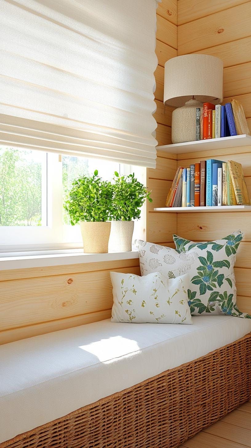 21 New Bedroom Ideas for Your 2025 Refresh 49 17. Cozy reading nook with a mini bookshelf and lamp-1