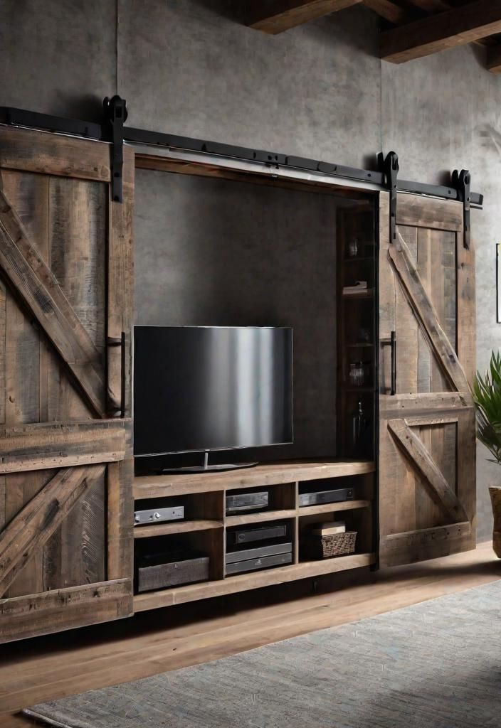 25 Charming Farmhouse Living Room Ideas For 2025 4 2. Rustic TV Cabinet Design-0