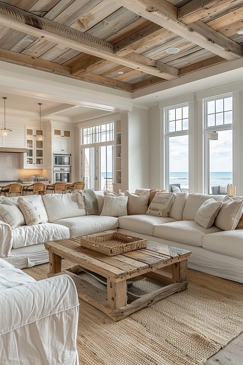 15 Chic Neutral Coastal Living Room Ideas You Will Love 3 1. Coastal Driftwood Coffee Table Inspiration-0