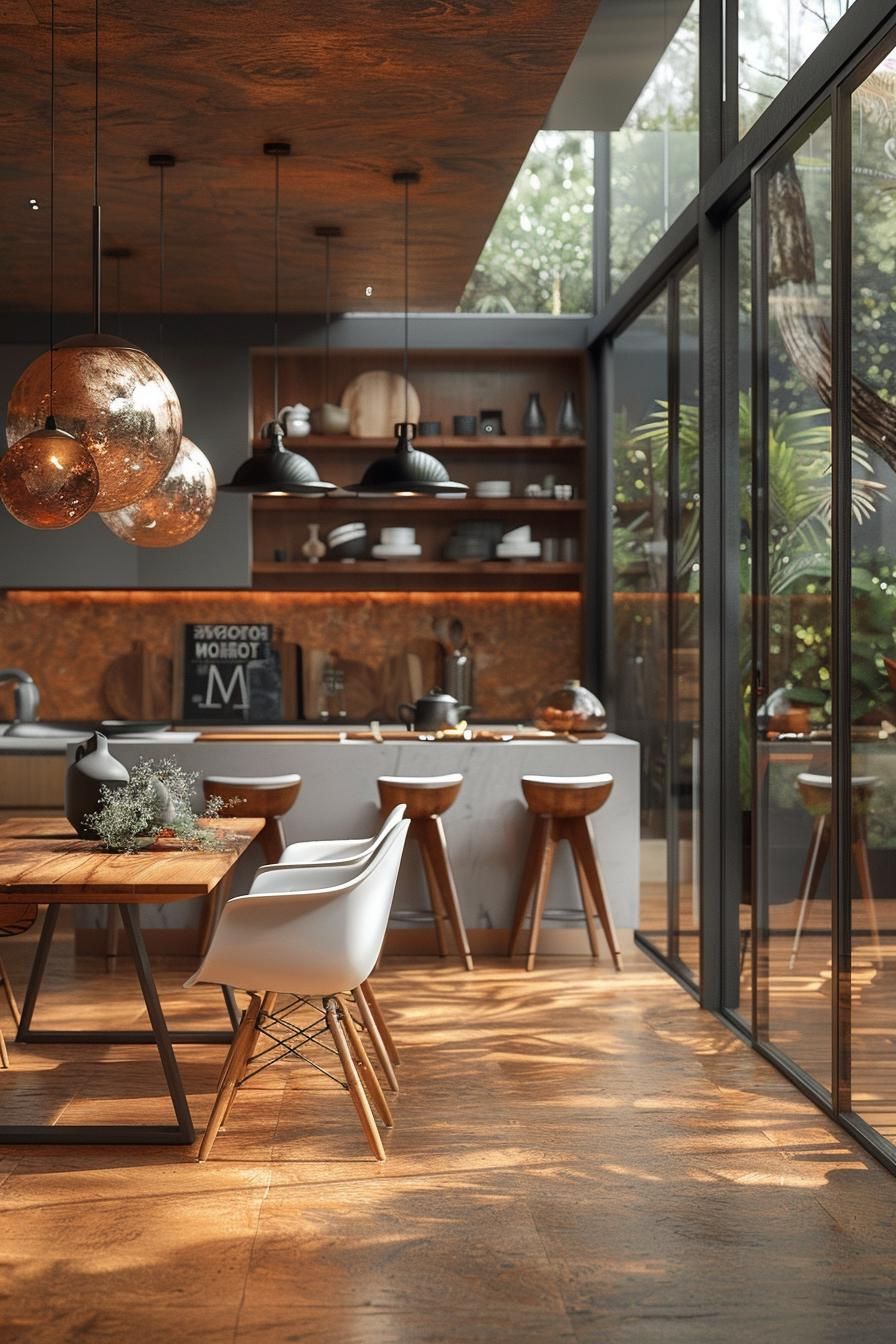 15 New Mid-Century Modern Dining Room Ideas 31 11. Retro Cork Flooring and Furniture-0