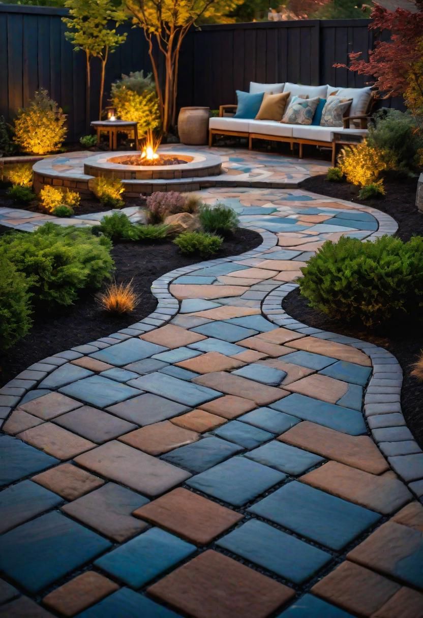 23 Gorgeous Paver Patio Ideas You Must See 15 5. Artistic Asymmetrical Paver Designs-1