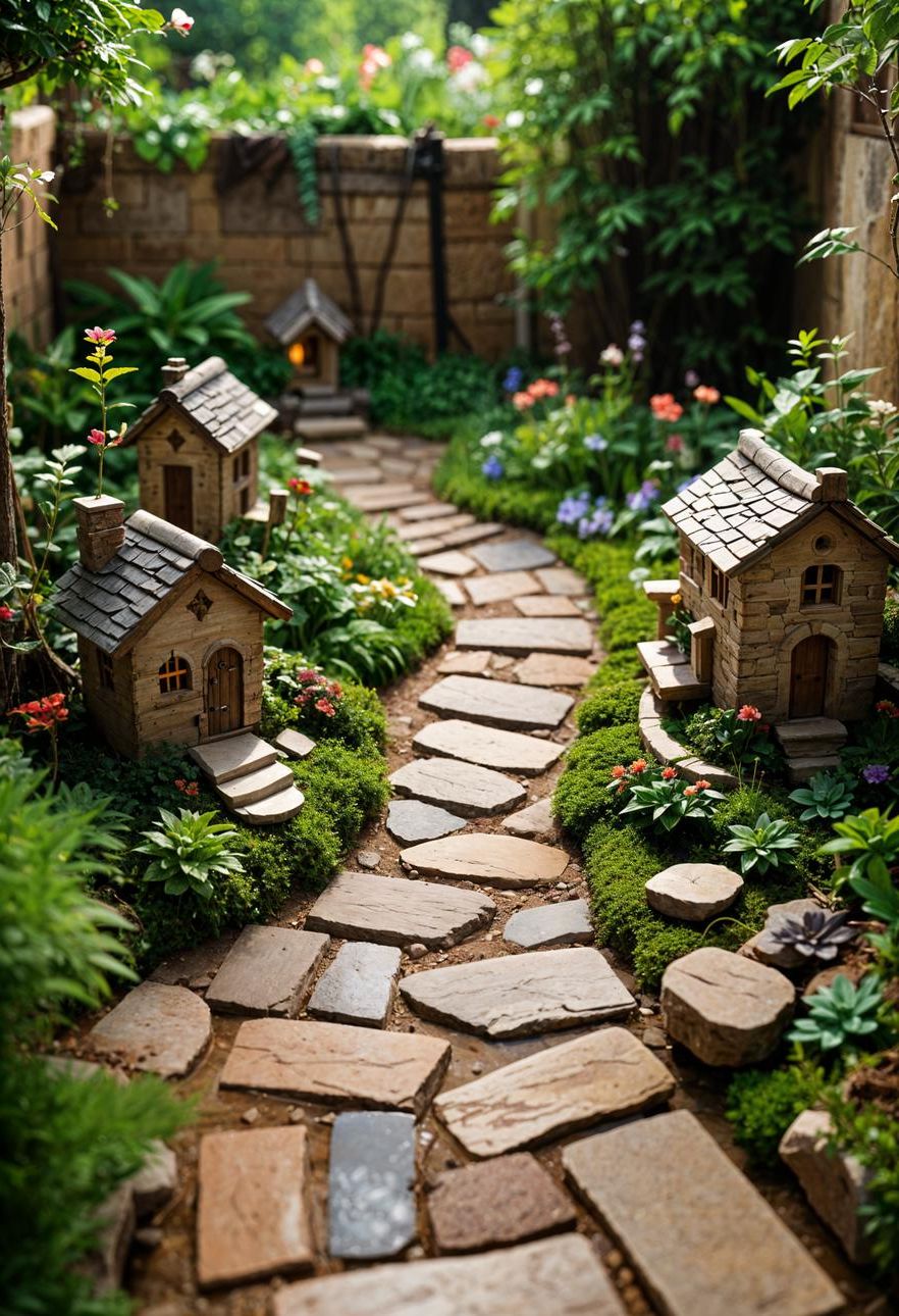 21 Small Flagstone Patio Ideas You’ll Love 29 10. Enchanting Fairy Garden Landscapes-0