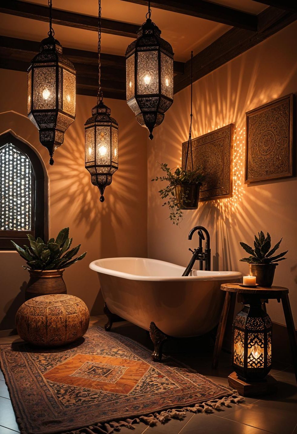 7. Moroccan Lanterns for Boho Bathrooms-1