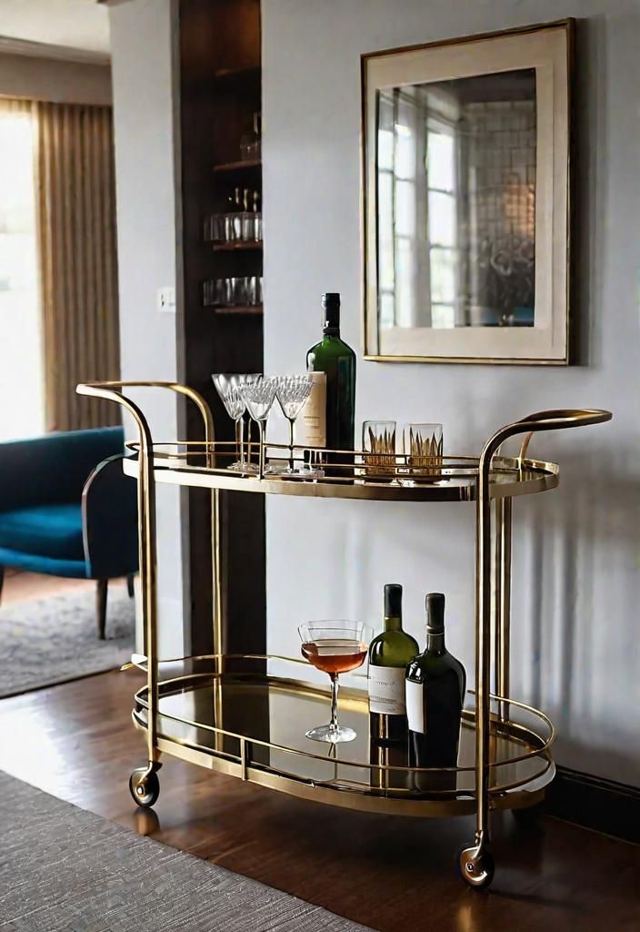 27 Beautiful Mid Century Modern Living Rooms 25 20. Retro Bar Cart-0