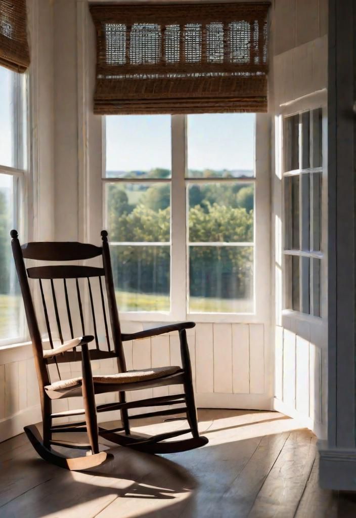 25 Charming Farmhouse Living Room Ideas For 2025 27 25. Rustic Rocking Chair-0