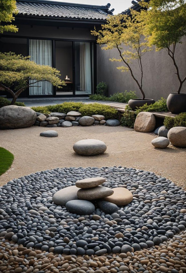 18 Gorgeous Gravel Patio Ideas For Your Backyard Makeover 44 17. Tranquil Zen Gravel Seating Area-1