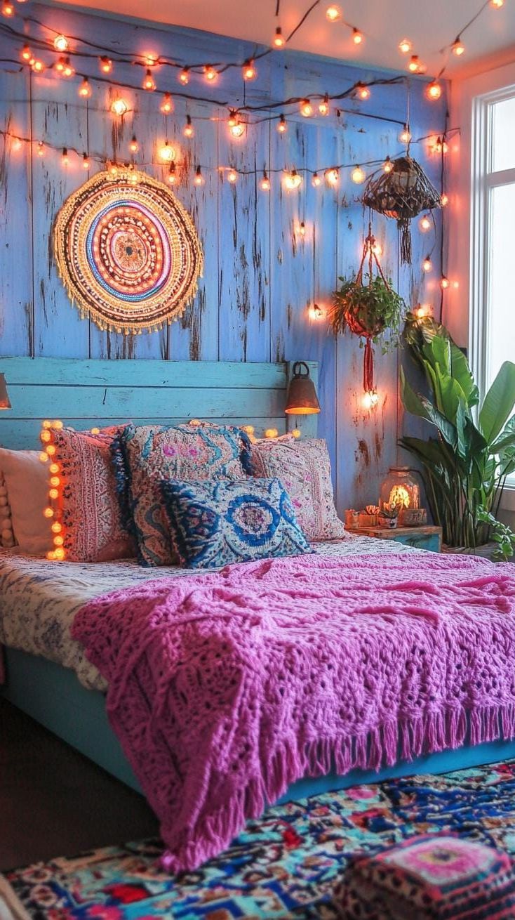17. Bohemian Neon Festival: Splash neon pinks and blues with festival-inspired string lights and vibrant prints-0