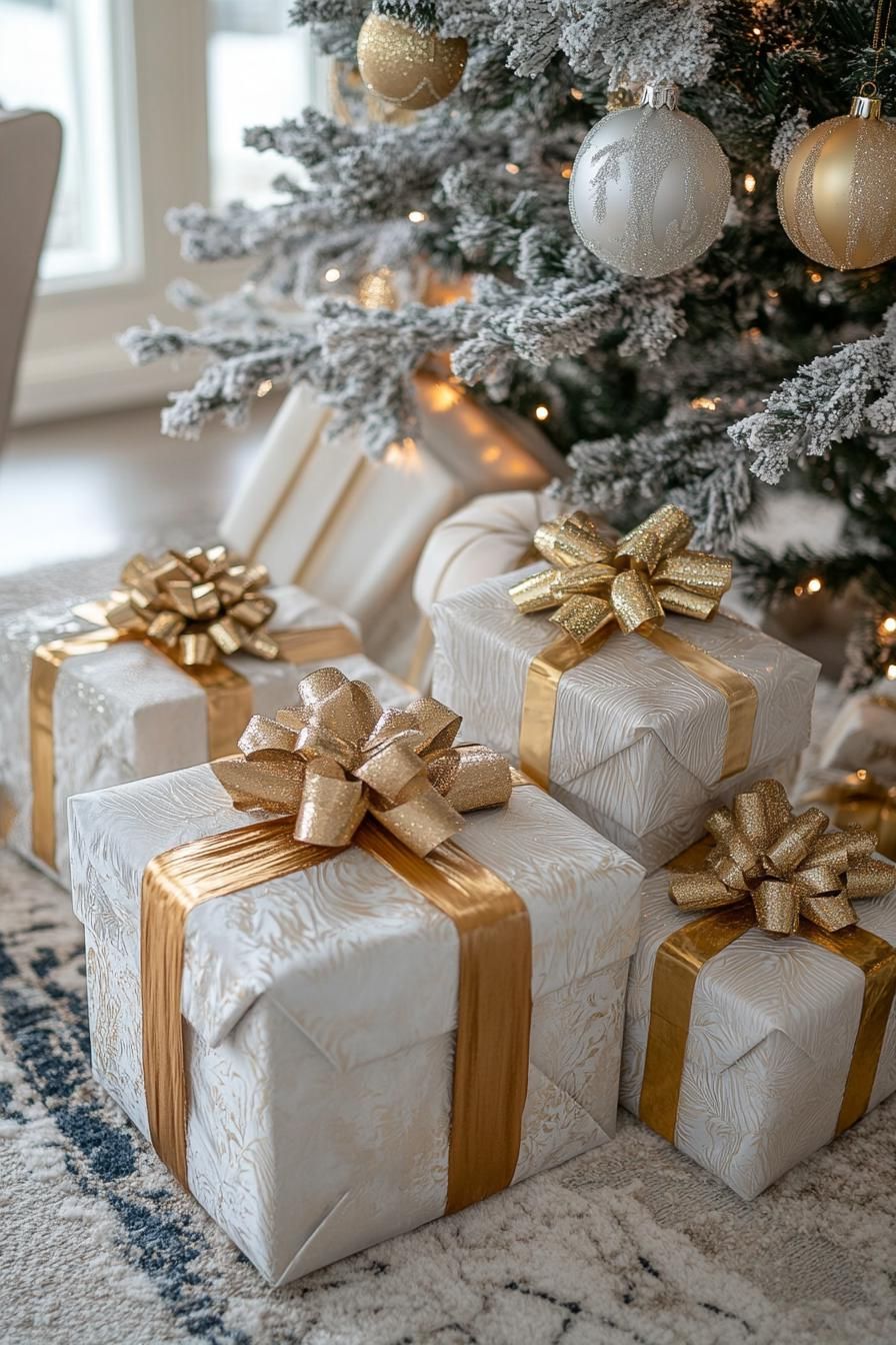 15 Modern Christmas Decor Ideas For 2025 31 12. Gradient velvet ribbon present wrapping-2