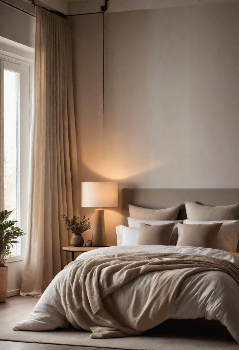 51 Neutral Bedroom Designs: Effortless Elegance for Peaceful Dreams 21 18. Tranquil Bedroom Lighting-0