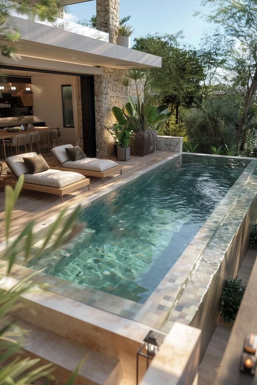 15 Stunning Above Ground Pool Ideas For Your Backyard 14 4. Sleek Minimalist Pool Retreat Ideas-2