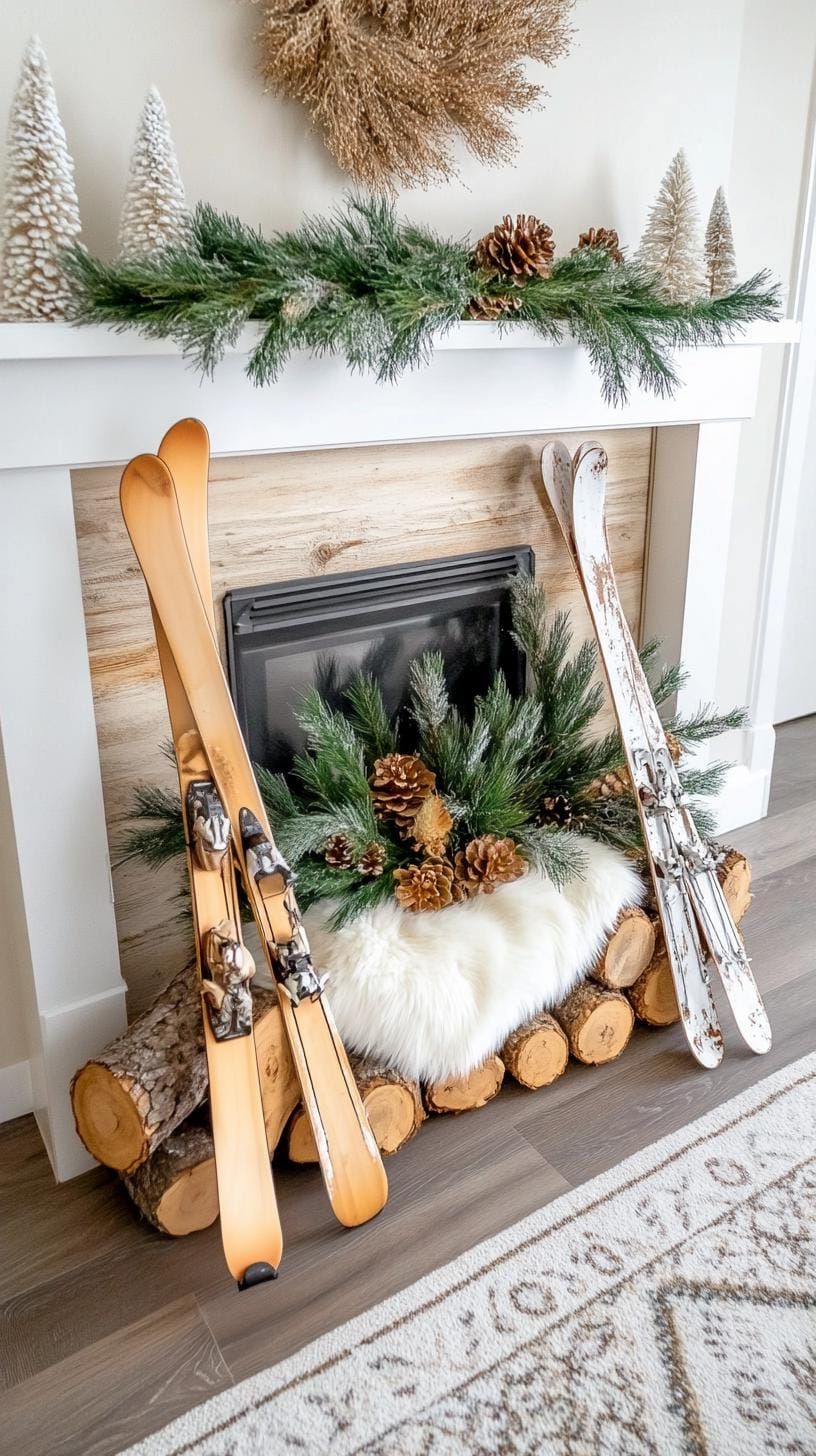 19 Best Winter Mantle Decor Ideas To Cozy Up Your Home In 2025 41 16. Rustic Winter Mantle Decor Ideas-1