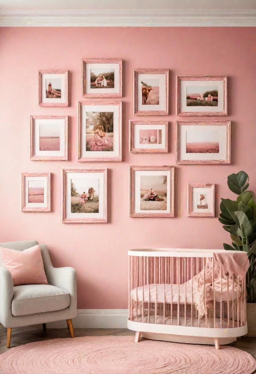 19 Dreamy Pink Boho Nursery Ideas: A Blend of Warmth, Whimsy, and Chic Bohemian Style 22 15. Vintage Pink Picture Frames-0