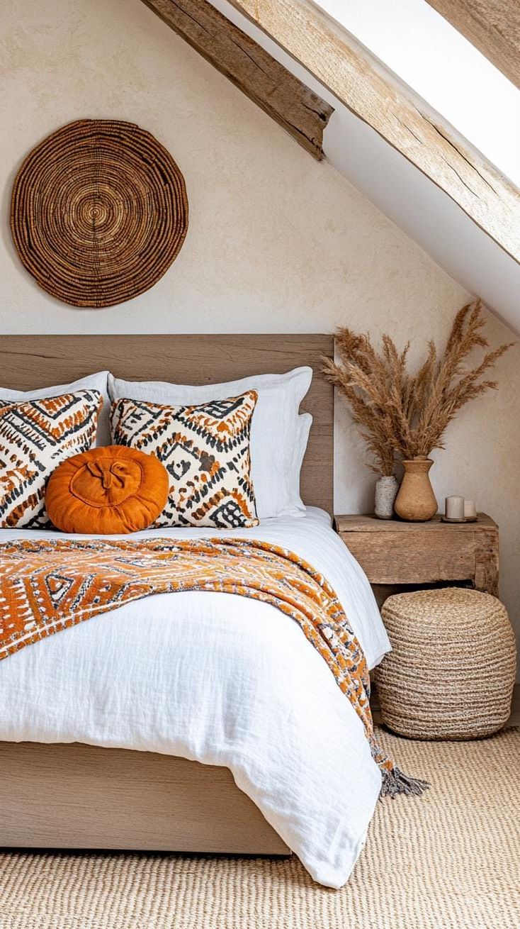 21 Cute Attic Bedroom Ideas You Will Love 56 17. Generate an earth-and-fire theme using terra-cotta accents, tribal prints, and natural stone elements-2