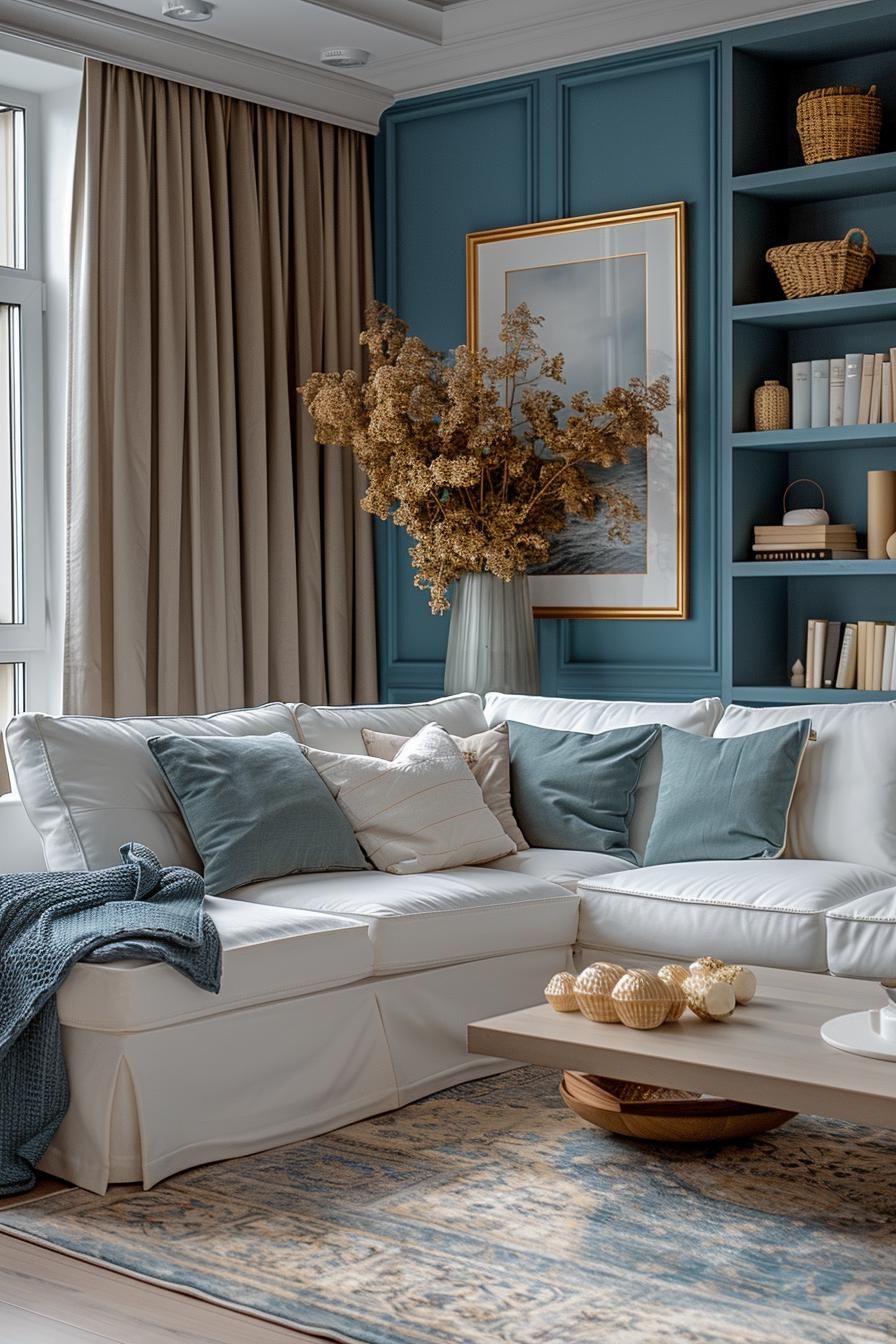 15 Aesthetic Modern Coastal Living Room Ideas 25 9. Coastal Chic Storage Solutions-1