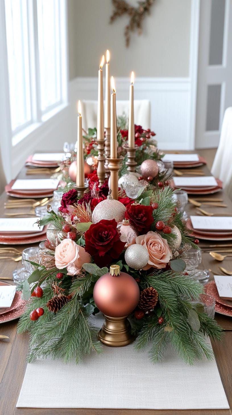 16. Glam Christmas Tablescape with Metallic Accents and Lush Florals-1
