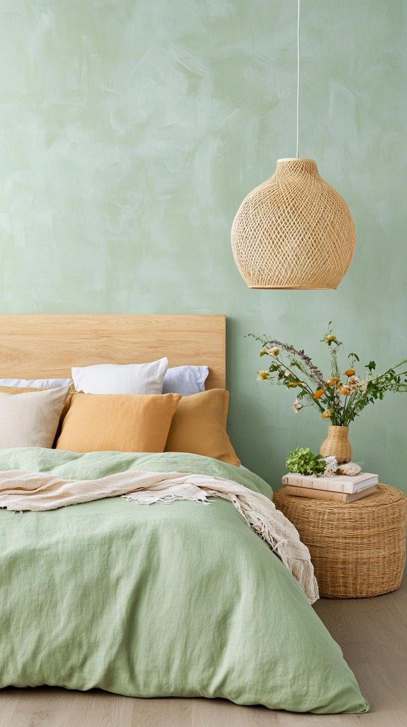19. Textured Walls: Create depth with a sage green ombre or stucco wall finish-0