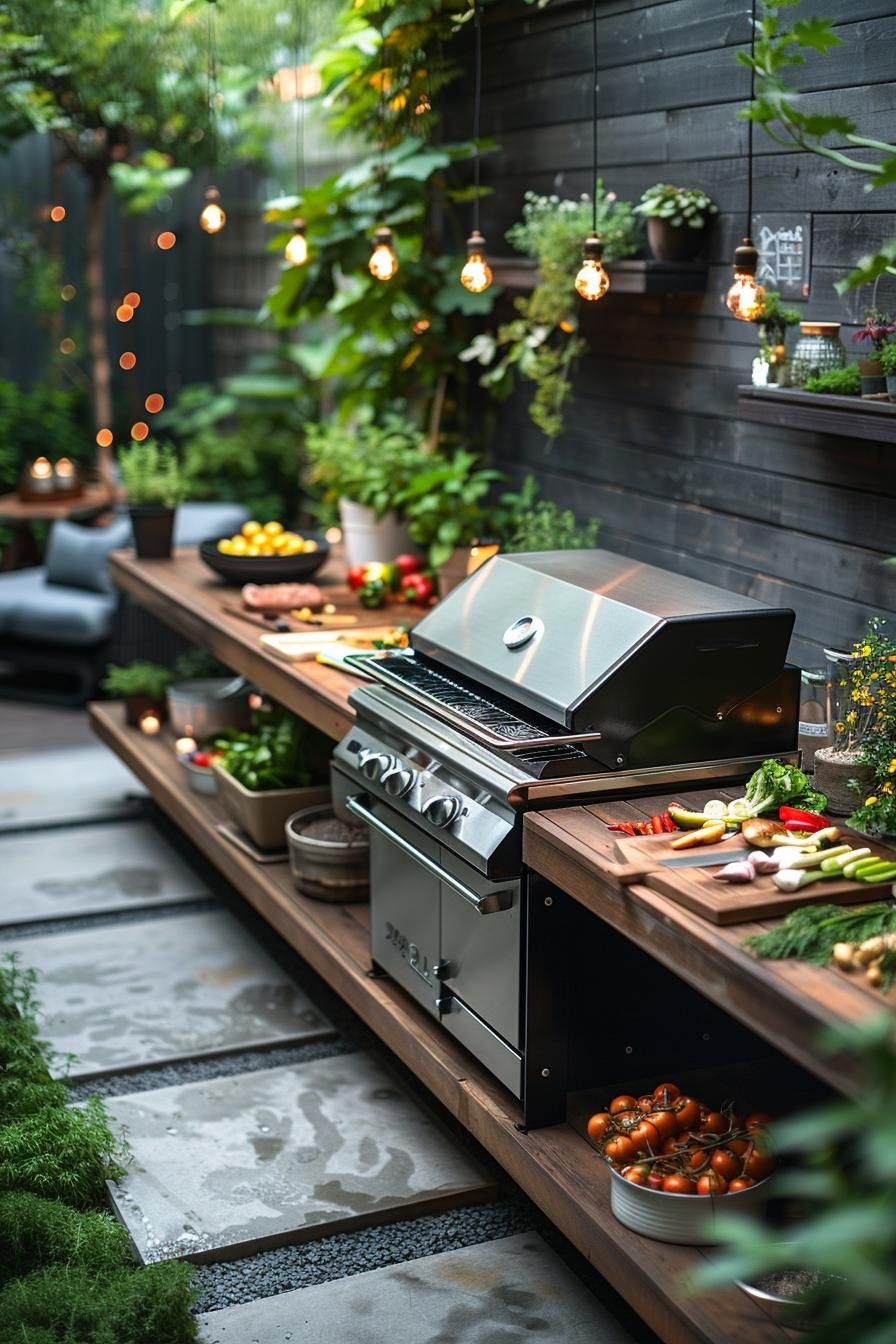 21 Small Flagstone Patio Ideas You’ll Love 45 16. Compact Al Fresco Kitchen Setup-1