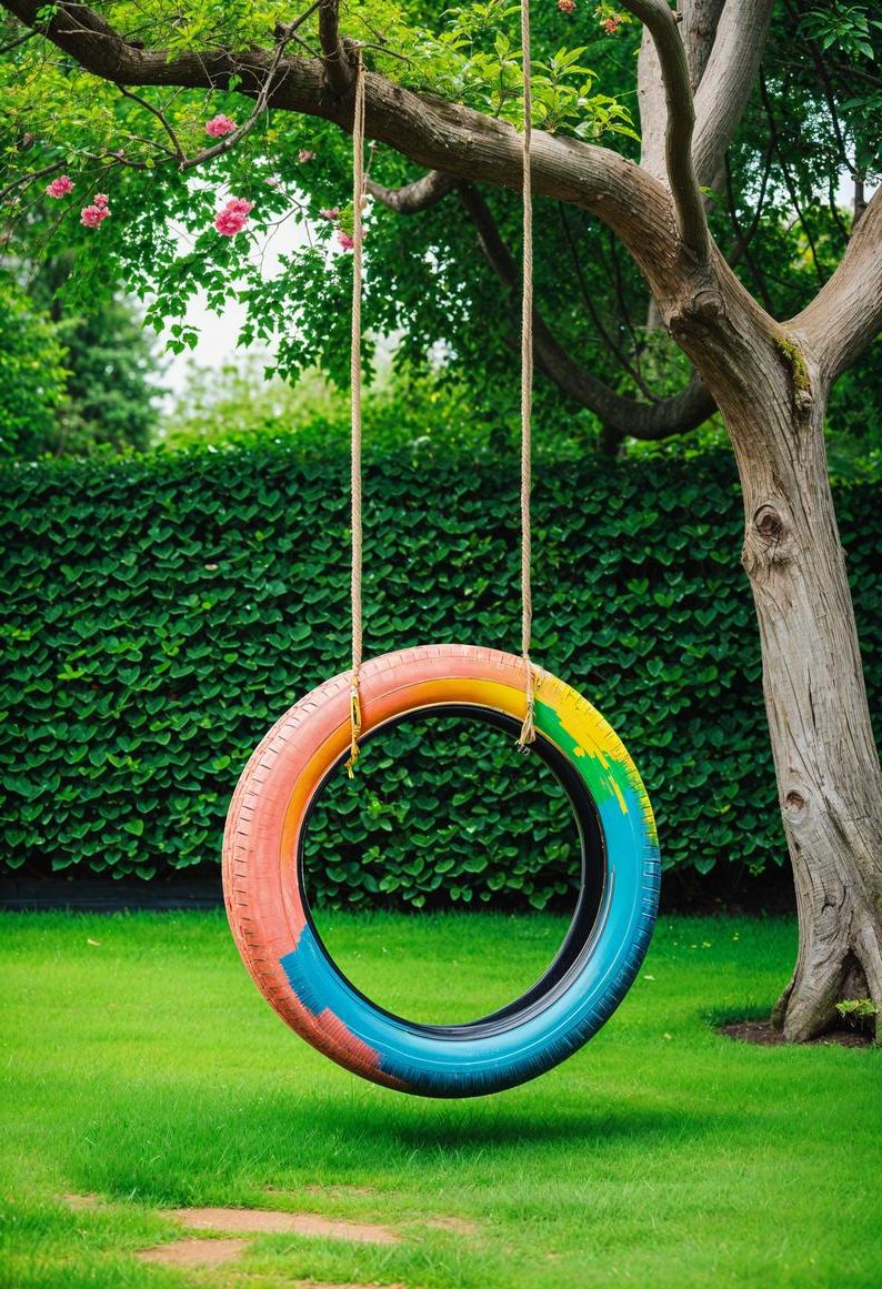41 Stunning Garden Decor Ideas for an Aesthetic Backyard 35 27. Tire Swing DIY Ideas-0