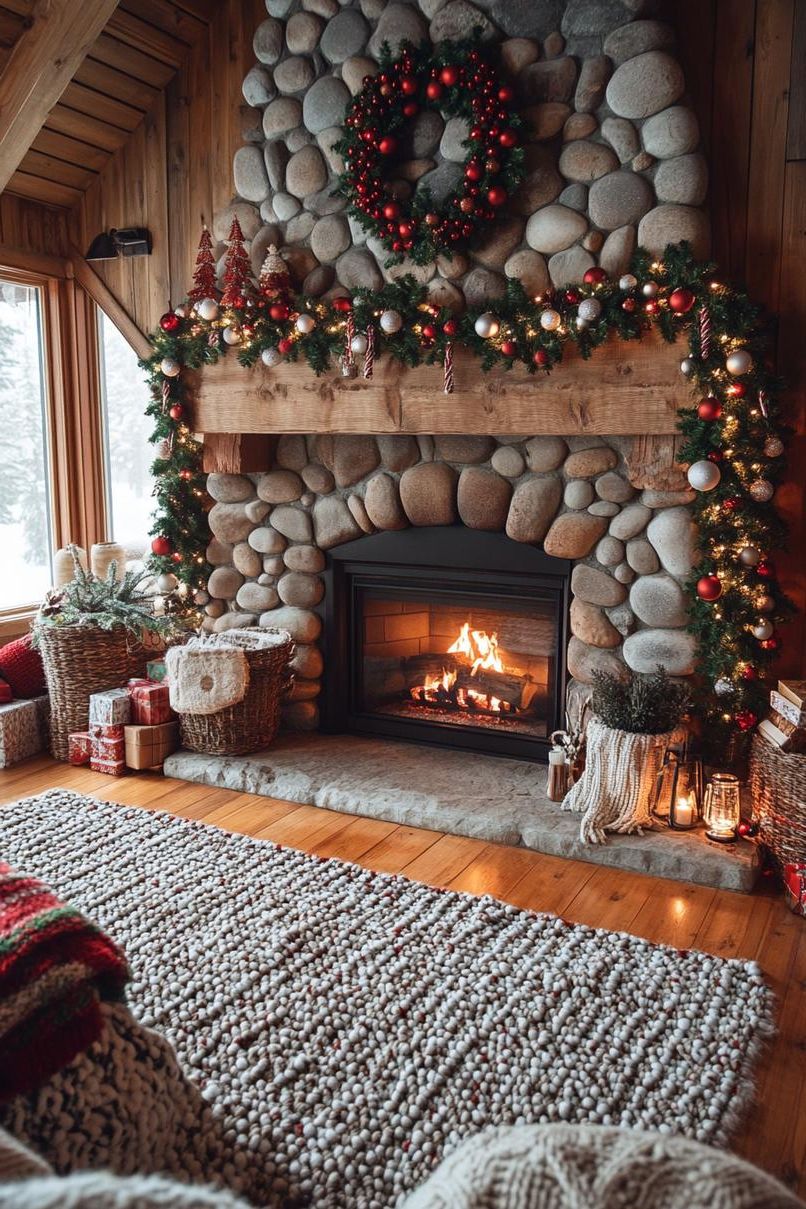 21 Cozy Mountain Lodge Christmas Decor Ideas 35 14. Cozy Knitted Garland for Christmas-1
