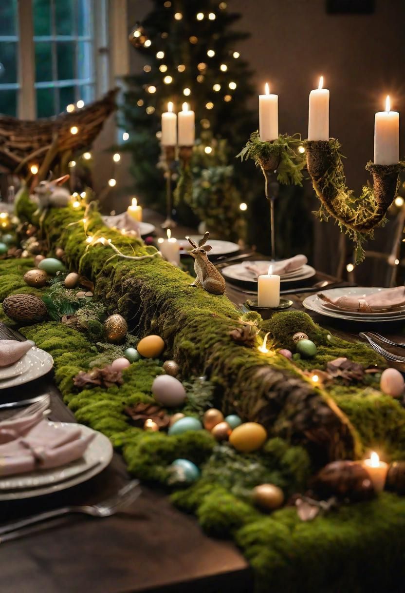 21 Stunning Easter Tablescape Ideas: Festive and Elegant Table Settings 16 9. Enchanted Forest Easter Tablescapes-1