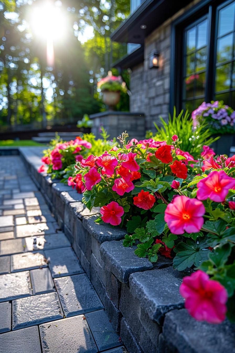 23 Gorgeous Paver Patio Ideas You Must See 18 6. Floral Borders for Paver Patios-1