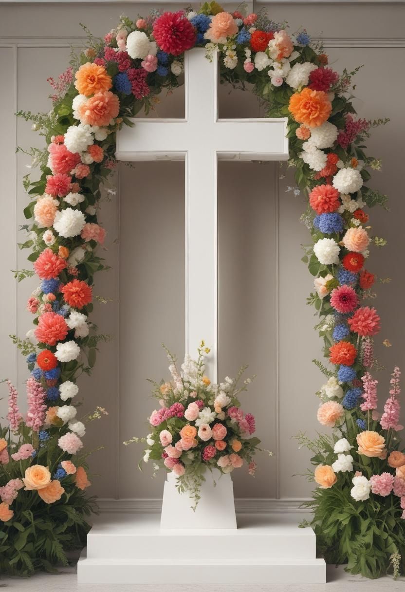 12 Divine Easter Decorations for the Church: Sacred Beauty and Grace 3 1. Floral Cross Display Tutorial-0