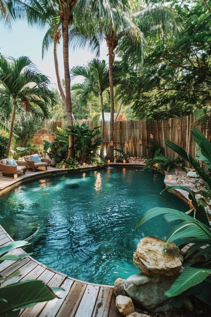 15 Stunning Above Ground Pool Ideas For Your Backyard 9 3. Tropical Pool Oasis Ideas-0