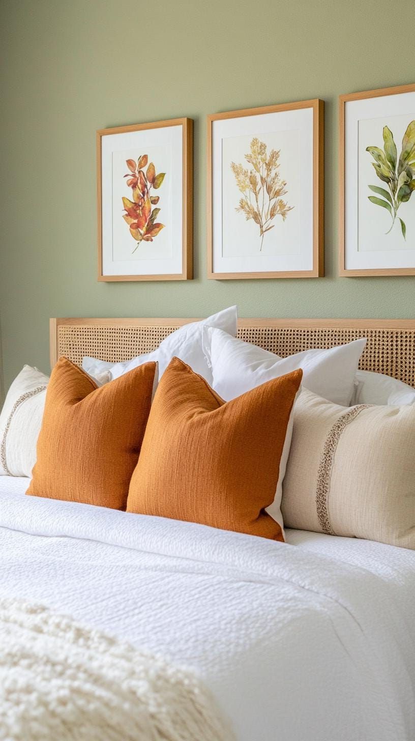 8. Nature’s Gallery: Create a wall arrangement featuring botanical art prints in sage and complementary shades-2