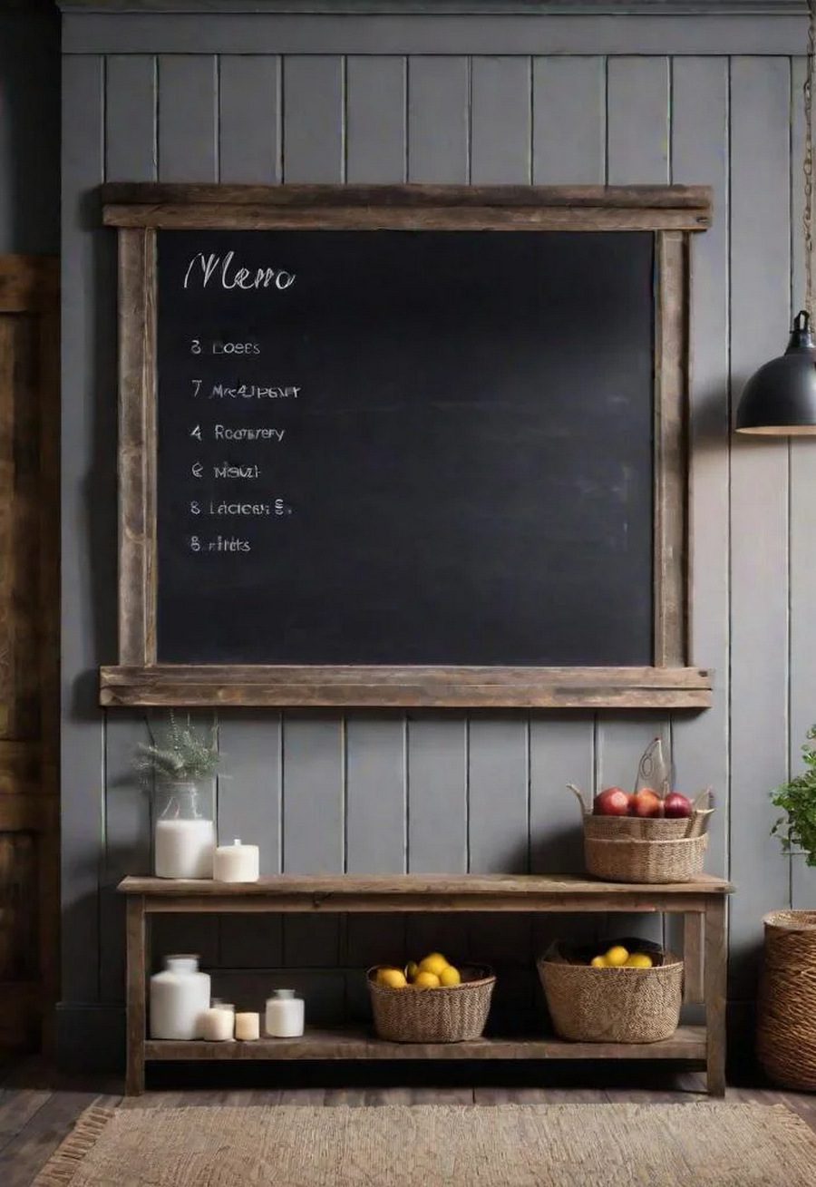 25 Charming Farmhouse Living Room Ideas For 2025 22 20. Family Message Chalkboard