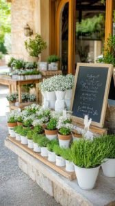 21. Potted plant wedding favors with handwritten chalkboard sign 2