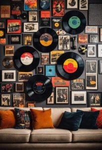 25. Vinyl Display Above Couch