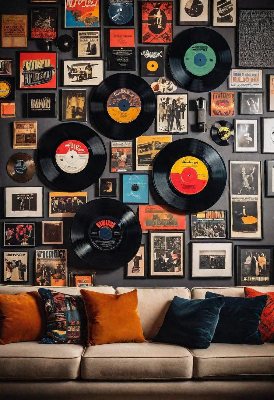 25. Vinyl Display Above Couch