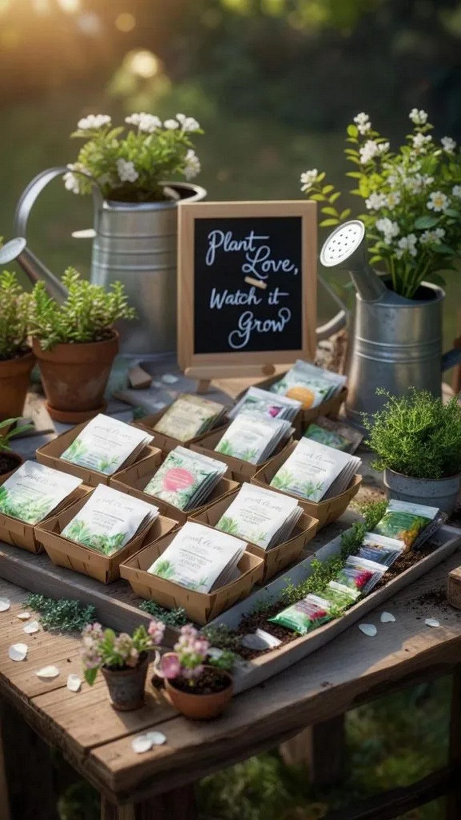 21 Dreamy Garden Wedding Decor Ideas 49 Creative seed packet wedding favors display for guests 1