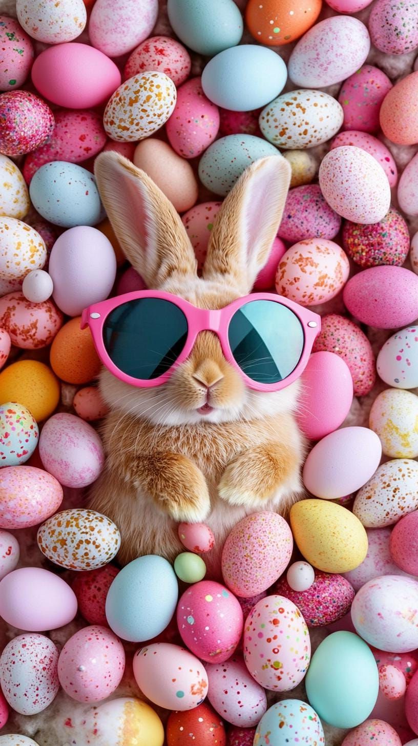 18. Bunny with oversized sunglasses on Easter eggs-1