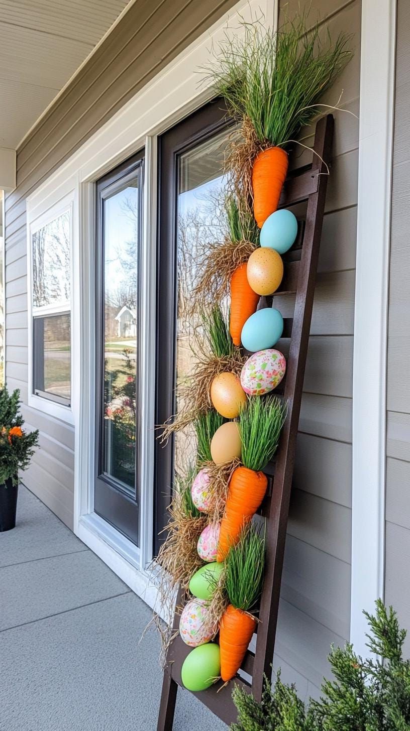4. Easter Porch Ladder Display Ideas-0