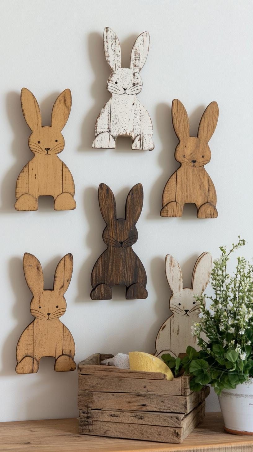 21. Wooden bunny cutouts with distressed farmhouse style-2
