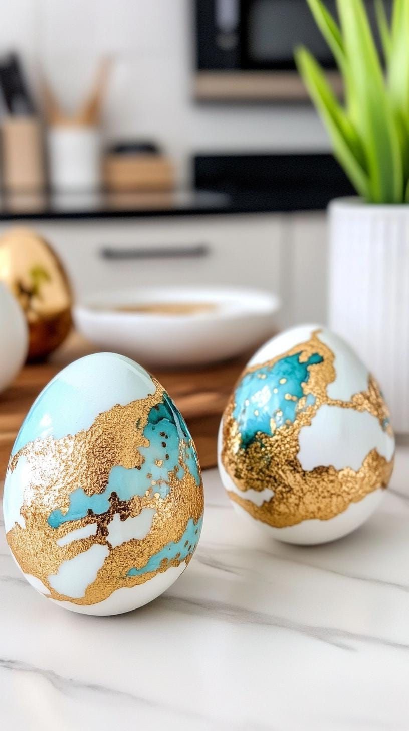 12. Abstract painted eggs with gold accents-1